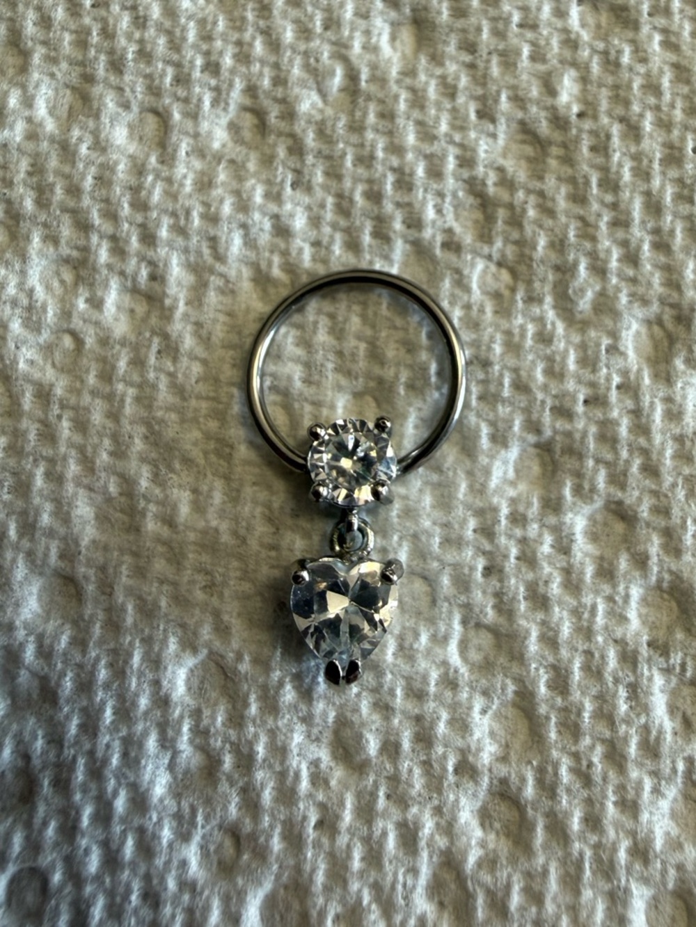 Titanium CZ Heart Drop CBR Earring